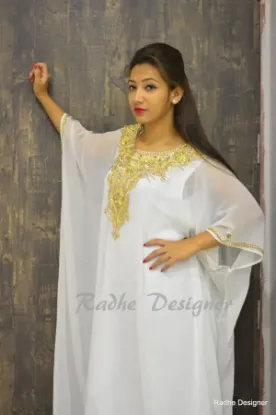 Picture of modest maxi gown pink georgette kaftan jalabiya jilbab 