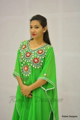 Picture of dubai jalabiya green jilbab modern fancy caftan thobe w
