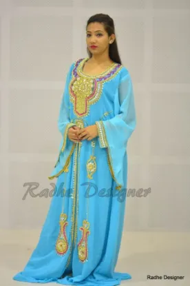 Picture of arabian floor touch kaftan hand embroidery wedding gown