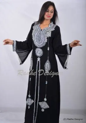 Picture of women's party wear farasha with unique embroidery desig