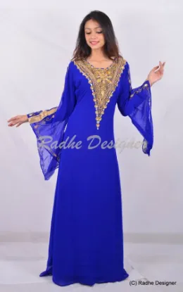 Picture of modest maxi gown light sky blue georgette caftan jalabi