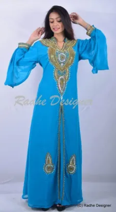 Picture of modest maxi gown moroccan royal blue georgette kaftan m