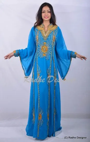 Picture of modest maxi gown georgette kaftan jilbab jalabiya fancy
