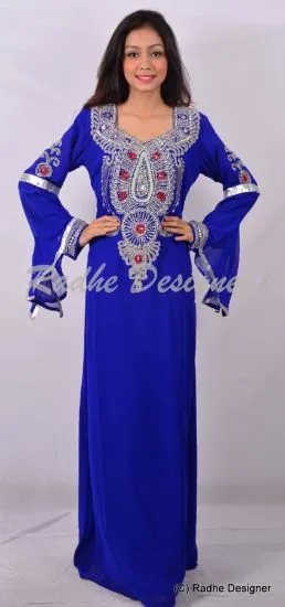 Picture of modest maxi gown moroccan purple georgette kaftan gold 