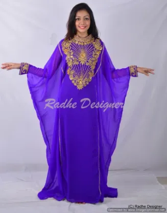 Picture of modest maxi gown georgette kaftan jilbab jalabiya fancy