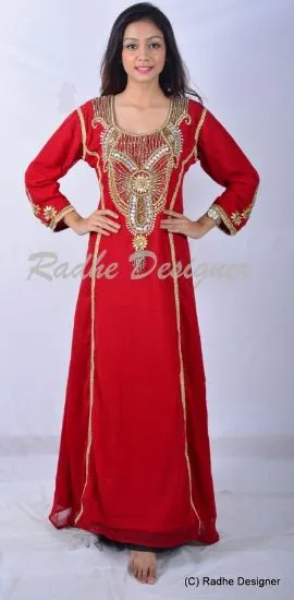 Picture of arabian georgete kaftan modest maxi gown fancy wedding 