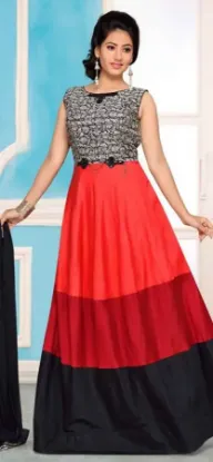 Picture of modest maxi gown red asymmetric pleats detail long dres