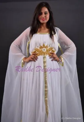 Picture of modest maxi gown thobe fancy modern jalabiya jilbab fan