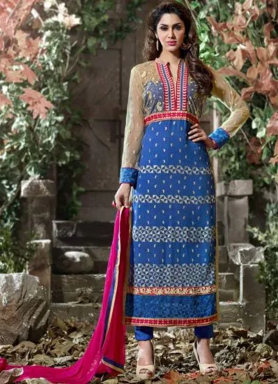 Picture of 100% indian pakistani kalamkariprinted gown fullstitche