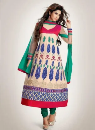 Picture of indian pakistani suit ethnic cream anarkali dress desig