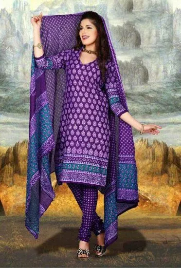 Picture of indian cotton block printed jaipur dress salwar suit ka