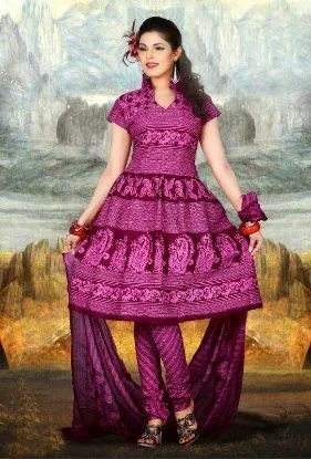 Picture of indian cotton kalamkari dress designer printed suit mor