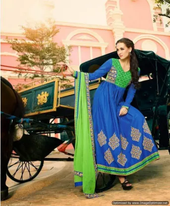 Picture of indian designer all over embroidery salwar kameez cotto