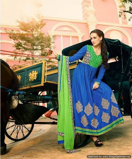 Picture of indian designer all over embroidery salwar kameez cotto