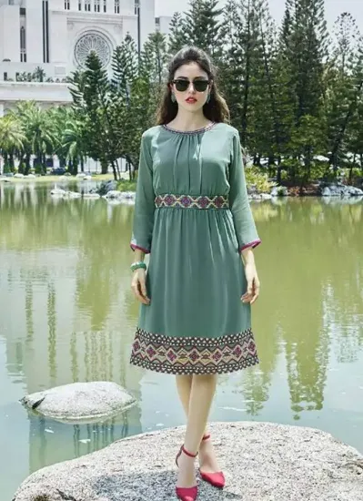 Picture of womens boho dresses loose cotton linen summer beach shi