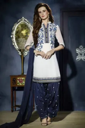 Picture of beautiful indian unstitched punjabi suit embroidered wi