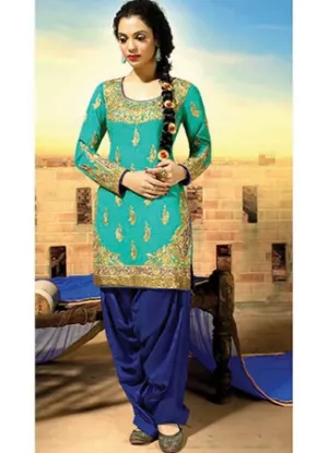 Picture of beautiful printed and lace cotton salwar kameez size xl