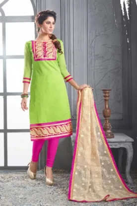 Picture of beautiful unstitched punjabi indian suit embroidered wi