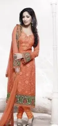 Picture of designer partywear readymade stitched indian silk gown 