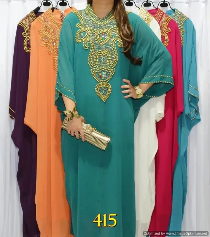 Picture of Radhe Designer White Georgette Kaftan Dress for Women - F6869