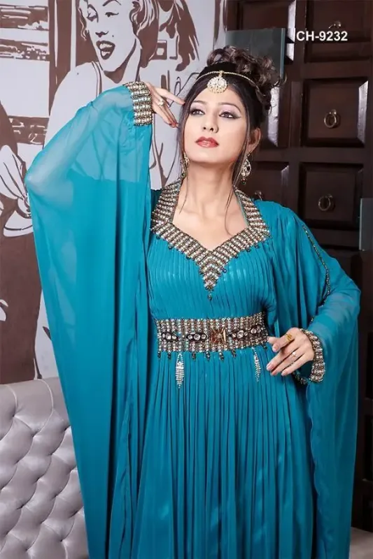 Picture of Multicolor Georgette Jalabiya Gown for Women