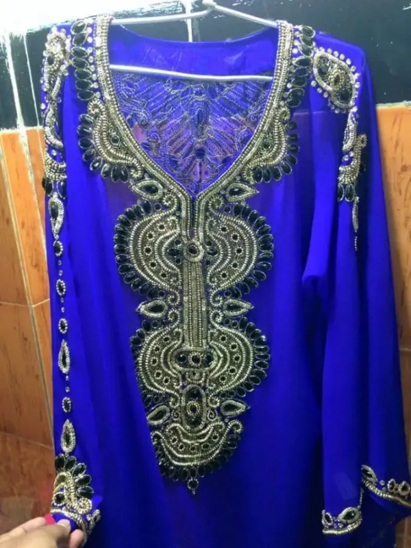 Picture of White Georgette Dubai Style Kaftan for Women