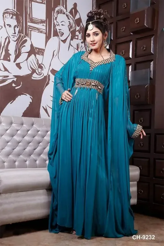 Picture of White Georgette Jalabiya Gown for Women