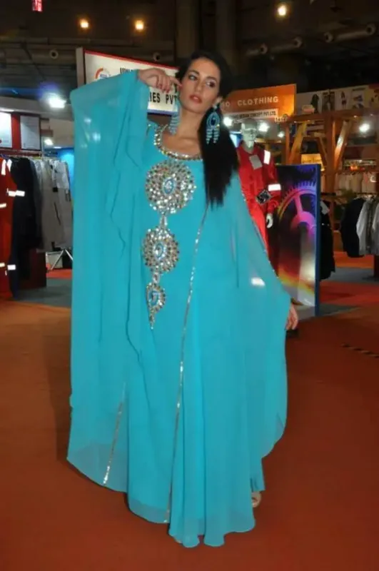 Picture of Classic Black Georgette Moroccan Kaftan Dress for Women