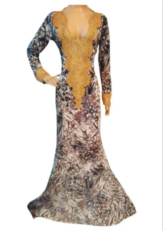 Picture of Elegant Multicolor Georgette Farasha Dress for Women