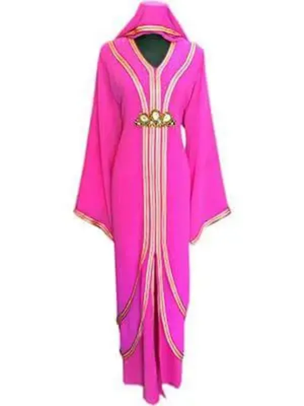 Picture of Pink Cotton Dubai Style Kaftan for Women