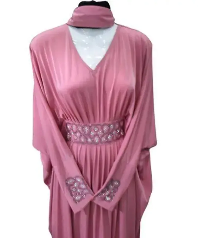 Picture of Elegant Pink Cotton Dubai Style Kaftan for Women