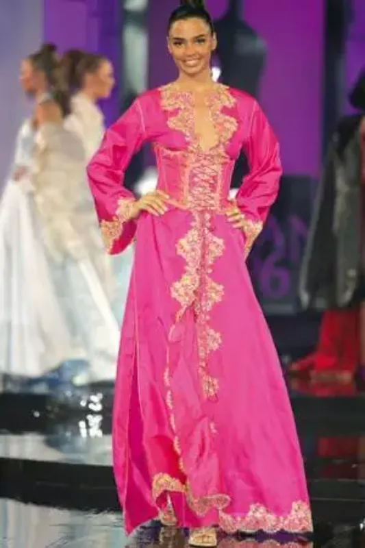 Picture of Festive Multicolor Moroccan Kaftan Dress for Women