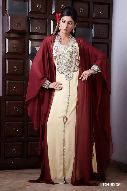 Picture of Multicolor Georgette Jalabiya Gown for Women - Style F6013