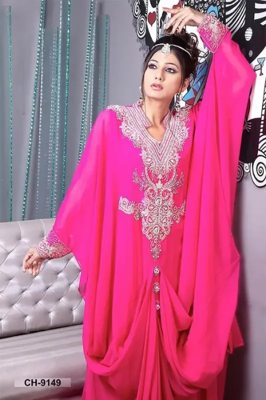Picture of Elegant White Georgette Jalabiya Gown for Women