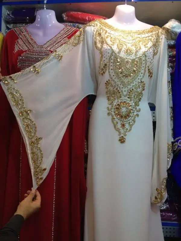 Picture of Blue Georgette Moroccan Kaftan Dress for Women