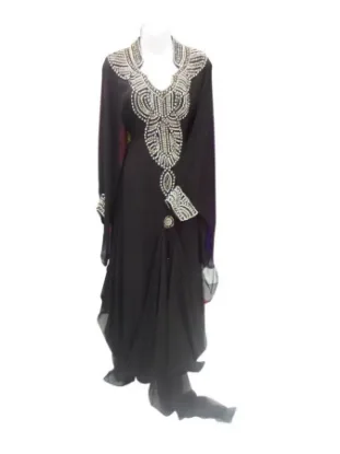 Picture of Multicolor Georgette Dubai Style Kaftan for Women - Style F3956