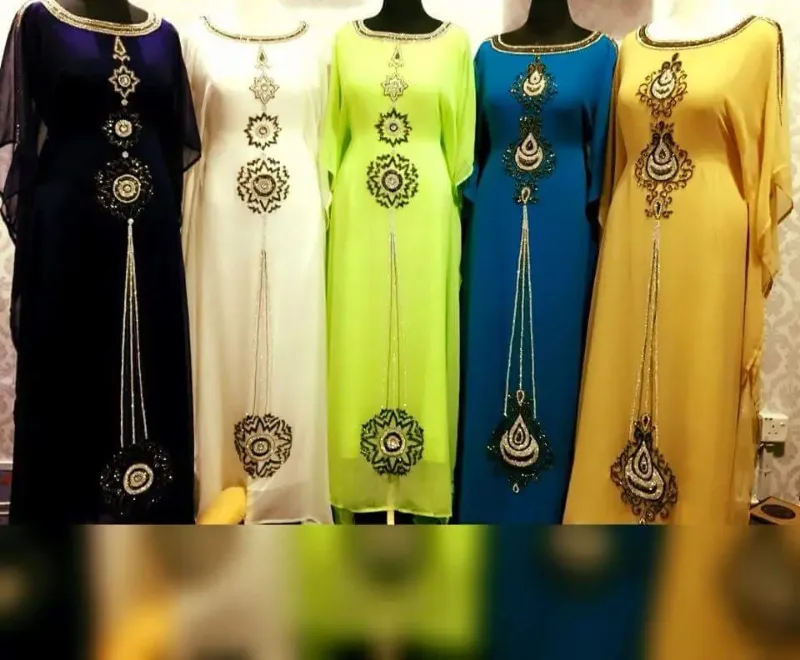 Picture of Yellow Georgette Jalabiya Gown for Women