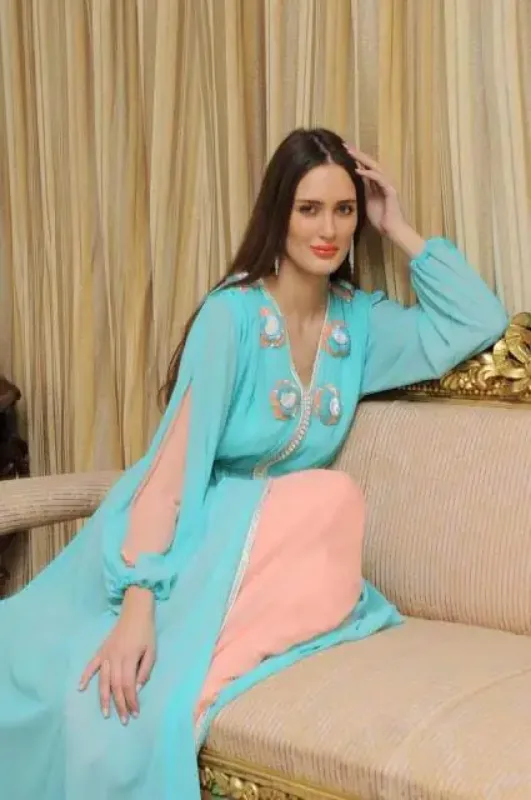 Picture of Radhe Designer Multicolor Georgette Kaftan Dress for Women - F9011
