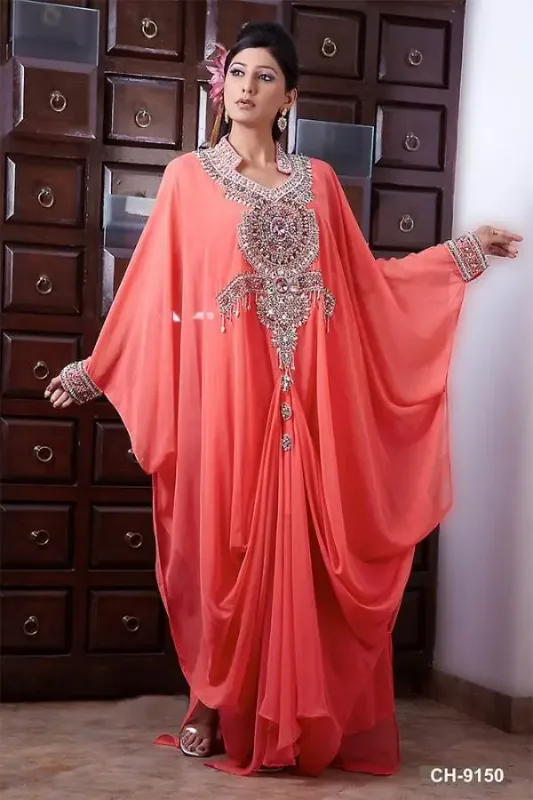 Picture of Contemporary Multicolor Georgette Jalabiya Gown for Women