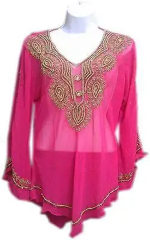 Picture of Yellow Georgette Farasha Dress for Women