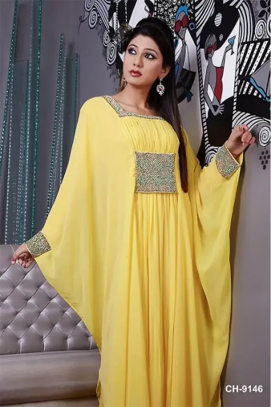 Picture of Occasion Multicolor Georgette Jalabiya Gown for Women