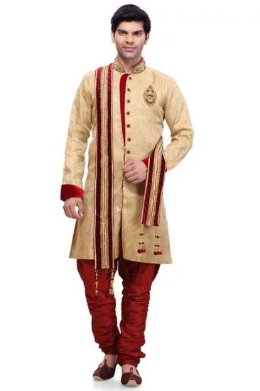 Picture of awesome white cotton silk indian wedding indowestern sh