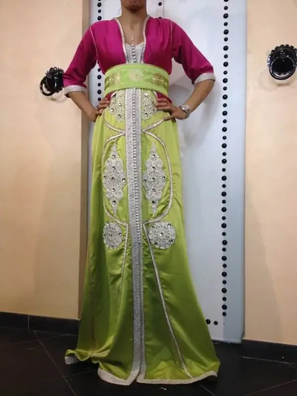 Picture of Stylish White Georgette Moroccan Kaftan Dress for Women