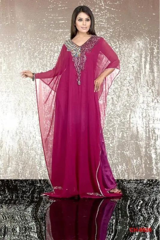 Picture of Radhe Designer Purple Georgette Kaftan Dress for Women - F6095