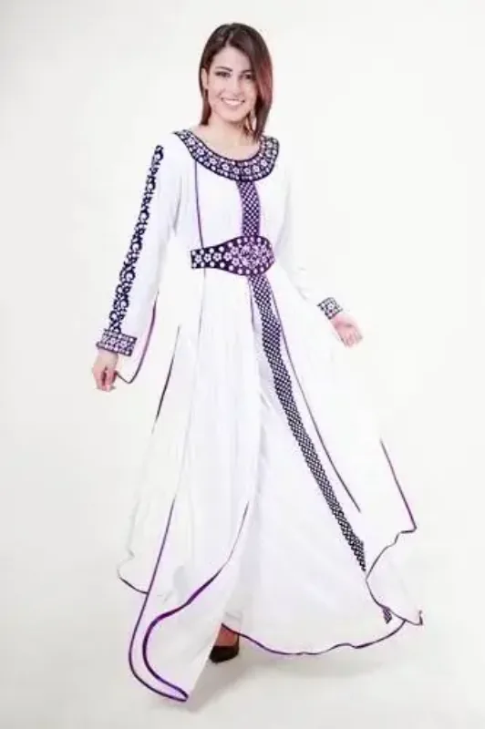 Picture of Festive Yellow Georgette Moroccan Kaftan Dress for Women