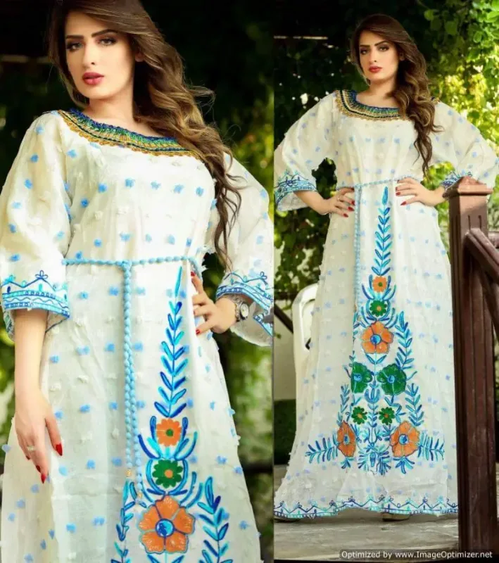 Picture of Radhe Designer Pink Cotton Kaftan Dress for Women - F9598