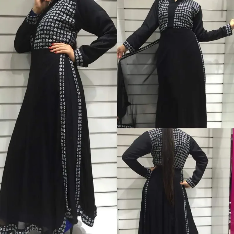 Picture of Radhe Designer Black Georgette Kaftan Dress for Women - F2781