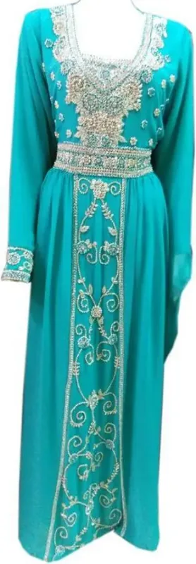 Picture of Radhe Designer White Georgette Kaftan Dress for Women - F9613