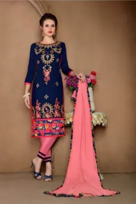 Picture of indian pakistani georgette embroidered pink & blue anar