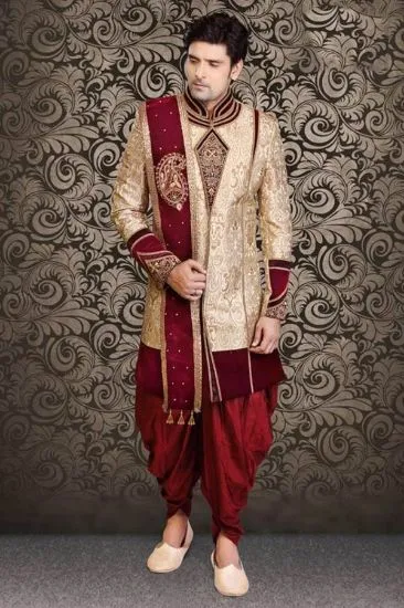 Picture of flaxen indian wedding indowestern sherwani for men ,j10